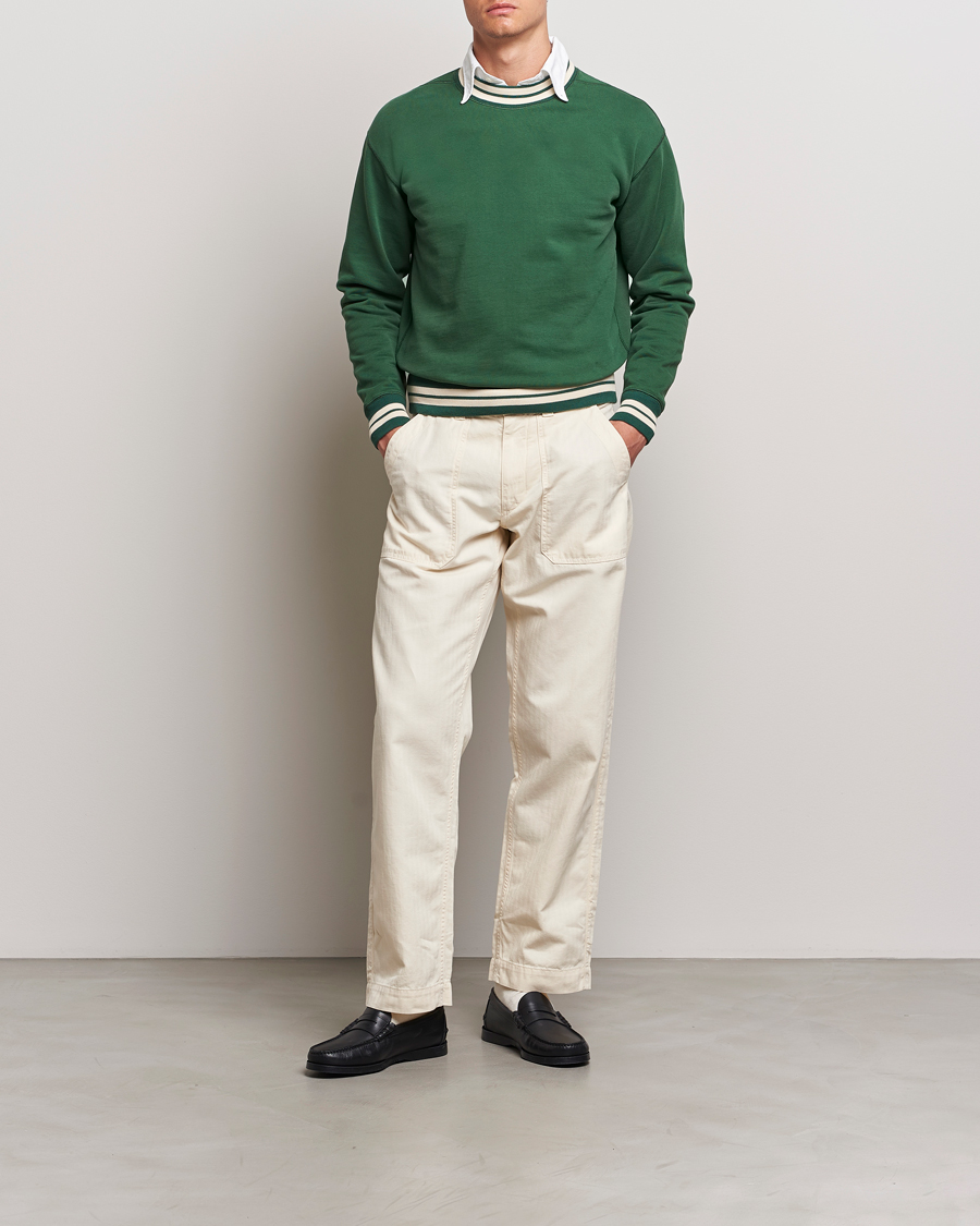 Hombres | Jerséis y prendas de punto | Drake's | Striped Rib Sweatshirt Green