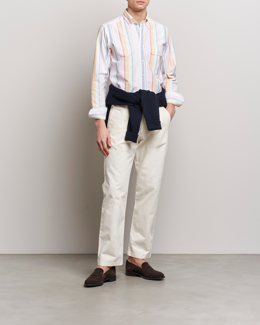 Hombres | Camisas | Drake's | Multi Stripe Oxford Shirt Multi