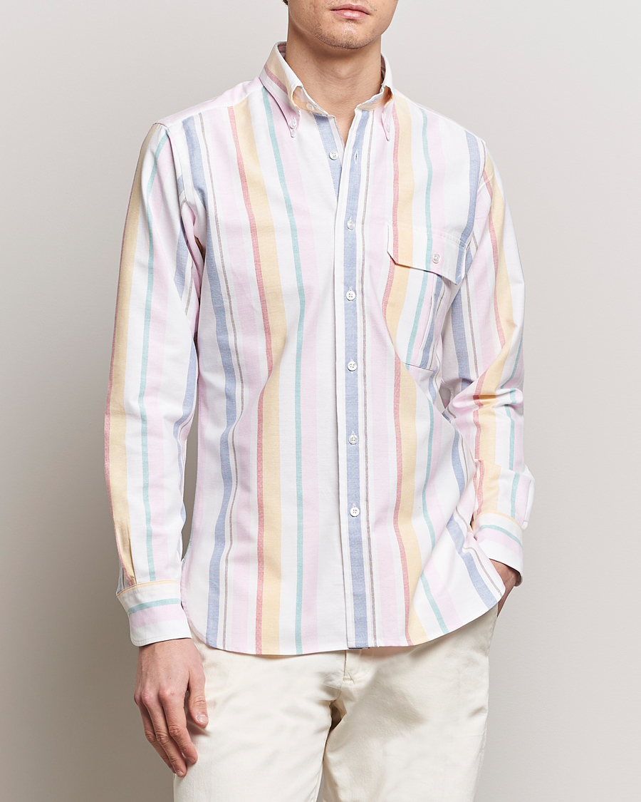 Hombres | Camisas | Drake's | Multi Stripe Oxford Shirt Multi