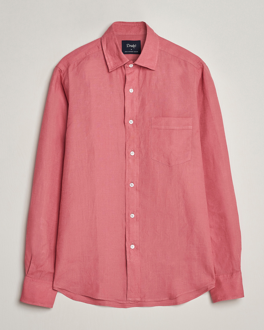 Hombres | Camisas | Drake's | Linen Summer Shirt Pink