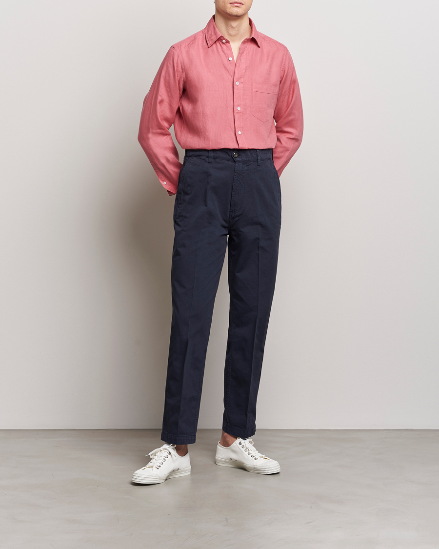 Hombres | Camisas | Drake's | Linen Summer Shirt Pink