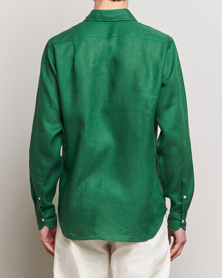 Hombres | Camisas | Drake's | Linen Summer Shirt Green