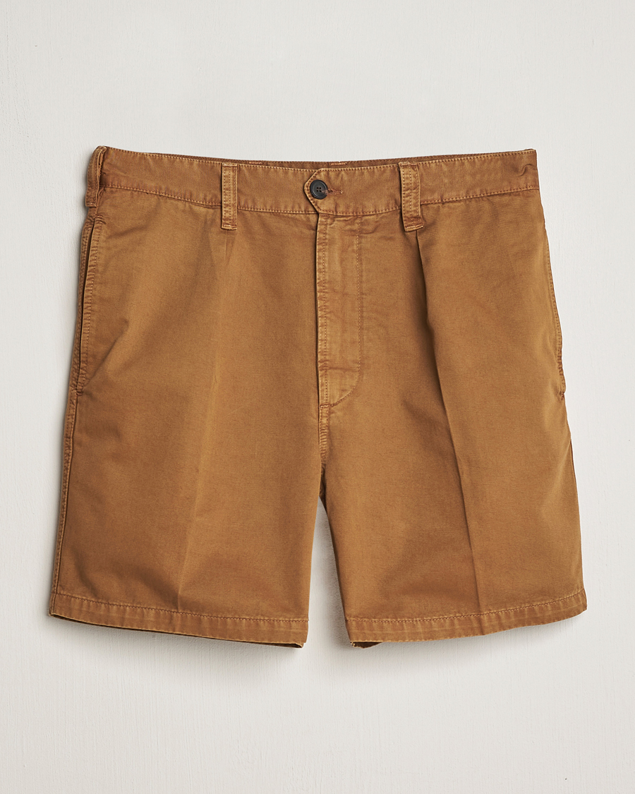 Hombres | Pantalones cortos | Drake's | Cotton Twill Chino Shorts Washed Tobacco