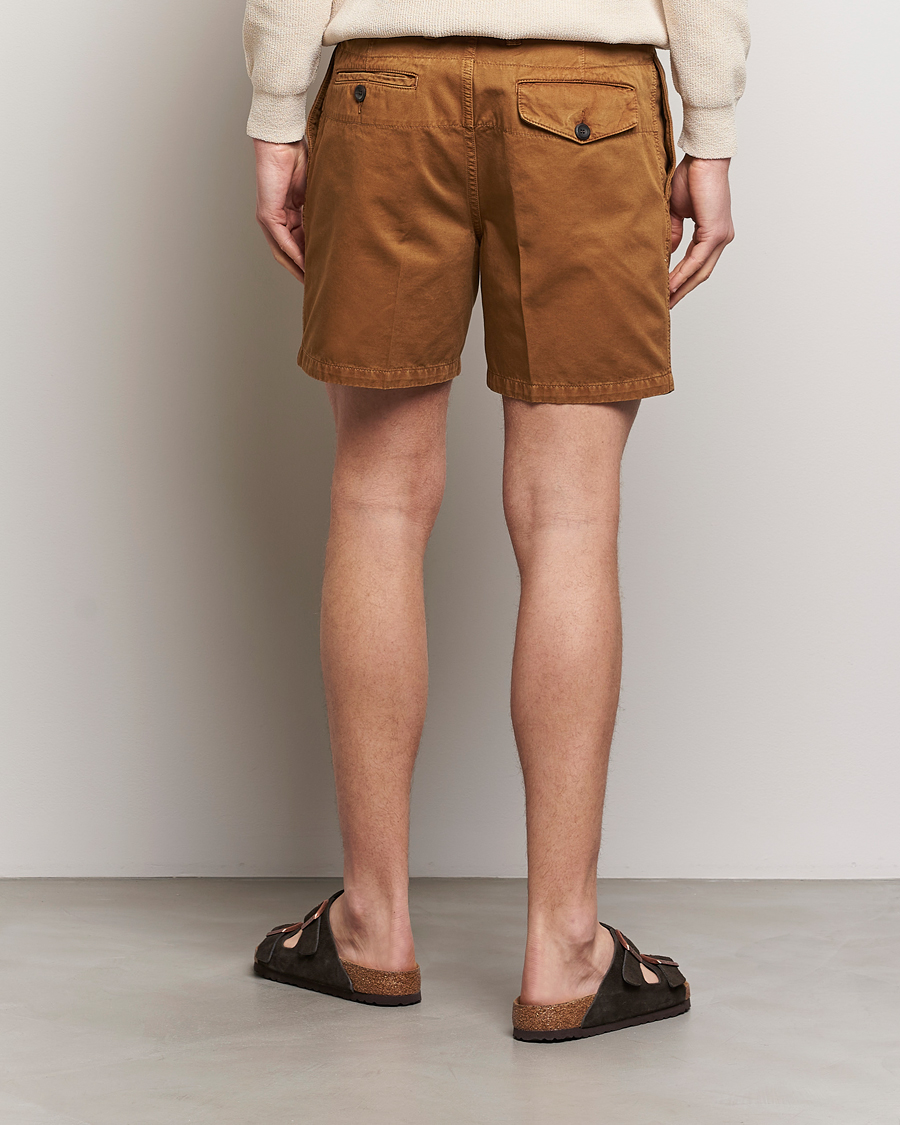 Hombres | Pantalones cortos | Drake's | Cotton Twill Chino Shorts Washed Tobacco