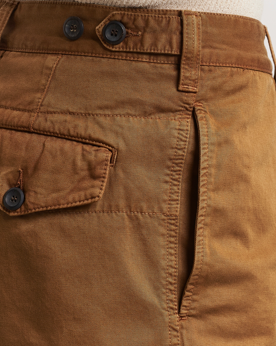 Hombres | Pantalones cortos | Drake's | Cotton Twill Chino Shorts Washed Tobacco