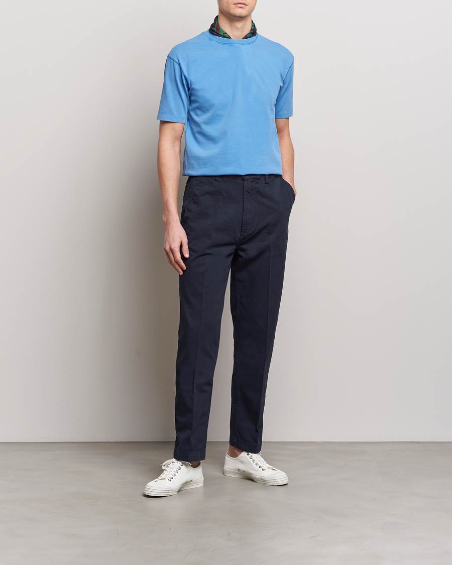 Hombres | Camisetas | Drake's | Washed Hiking T-Shirt French Blue