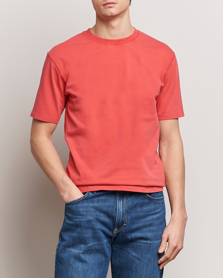 Hombres | Camisetas | Drake's | Washed Hiking T-Shirt Red