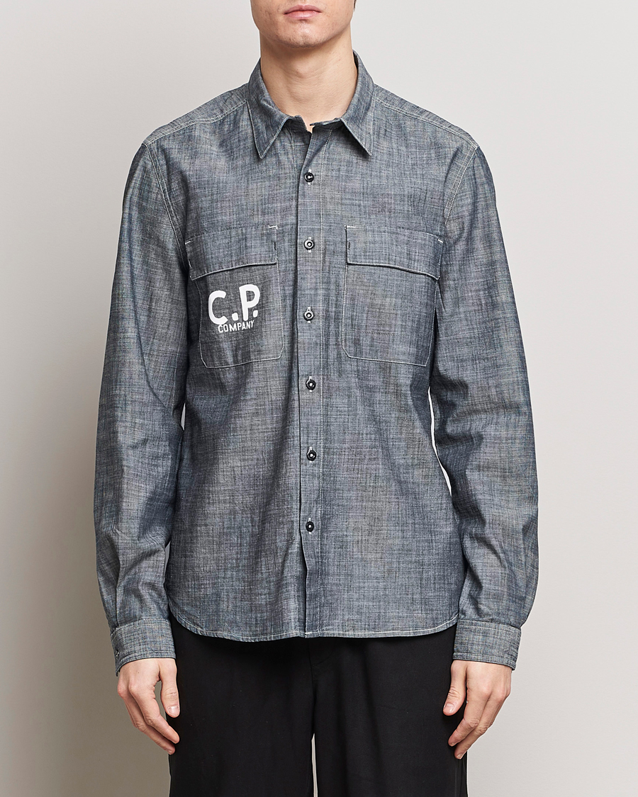Hombres |  | C.P. Company | Long Sleeve Chambray Denim Shirt Black