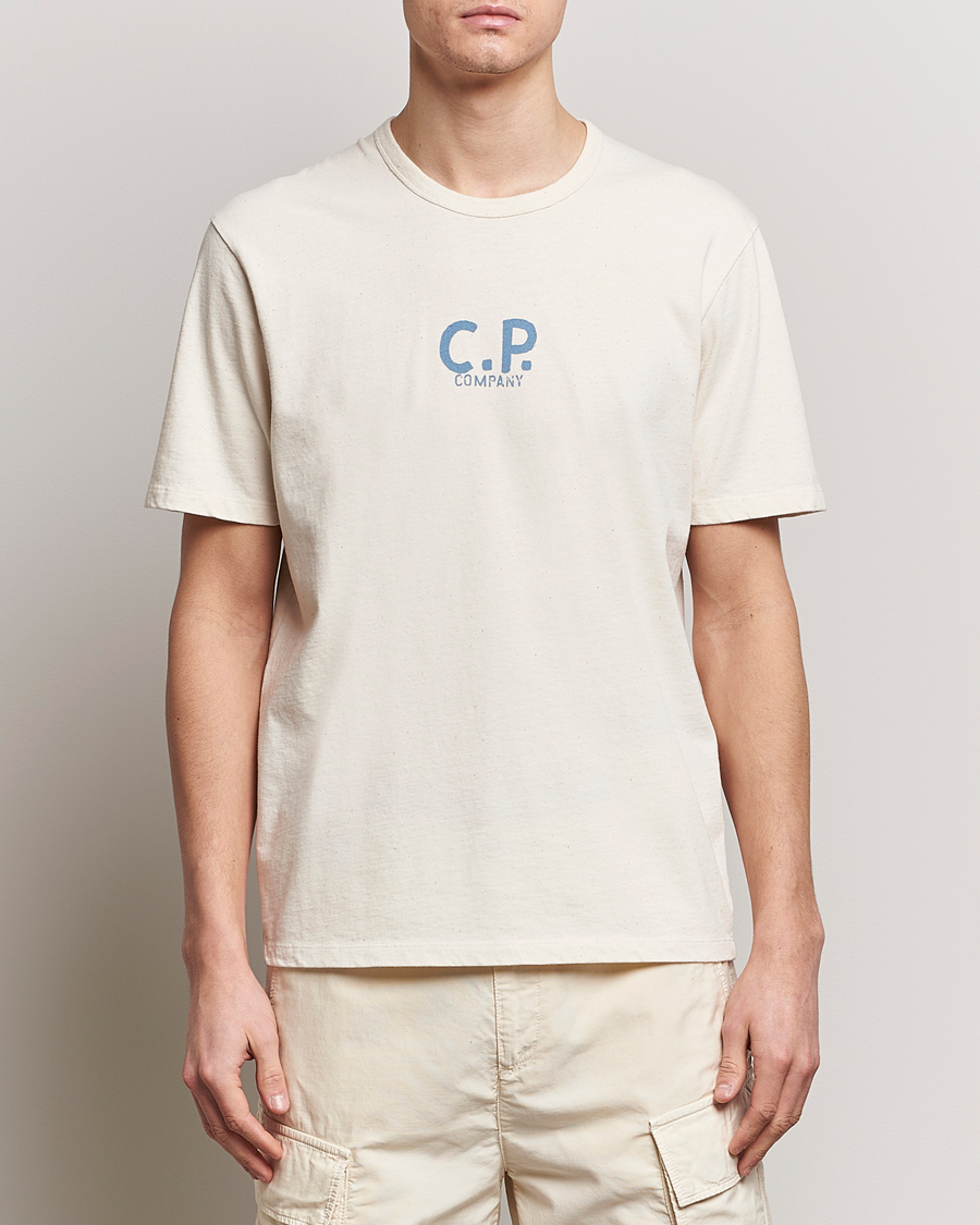 Hombres | Camisetas | C.P. Company | Short Sleeve Jersey Guscette Logo T-Shirt Natural