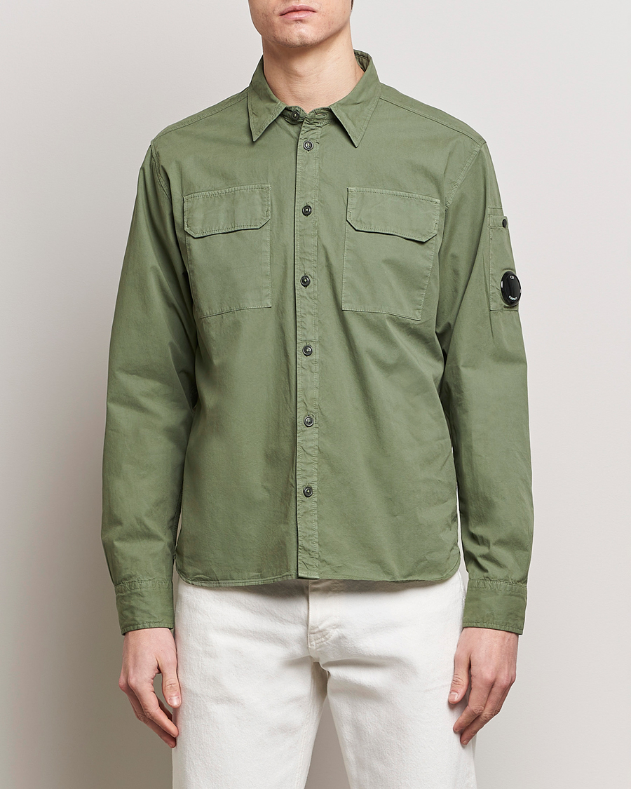 Hombres | Camisas casuales | C.P. Company | Long Sleeve Gabardine Pocket Shirt Green