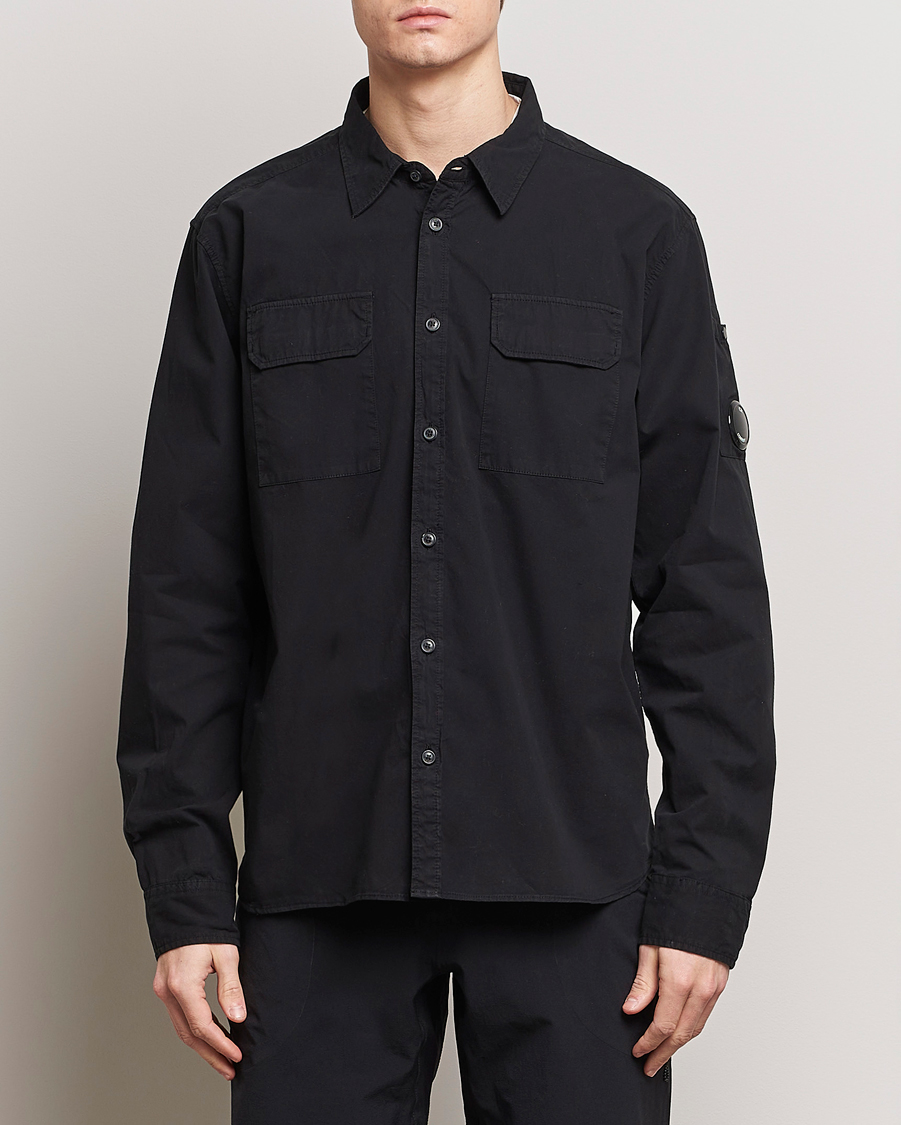 Hombres | Camisas | C.P. Company | Long Sleeve Gabardine Pocket Shirt Black