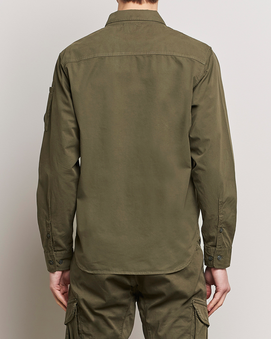 Hombres | Camisas | C.P. Company | Garment Dyed Gabardine Zip Shirt Jacket Army