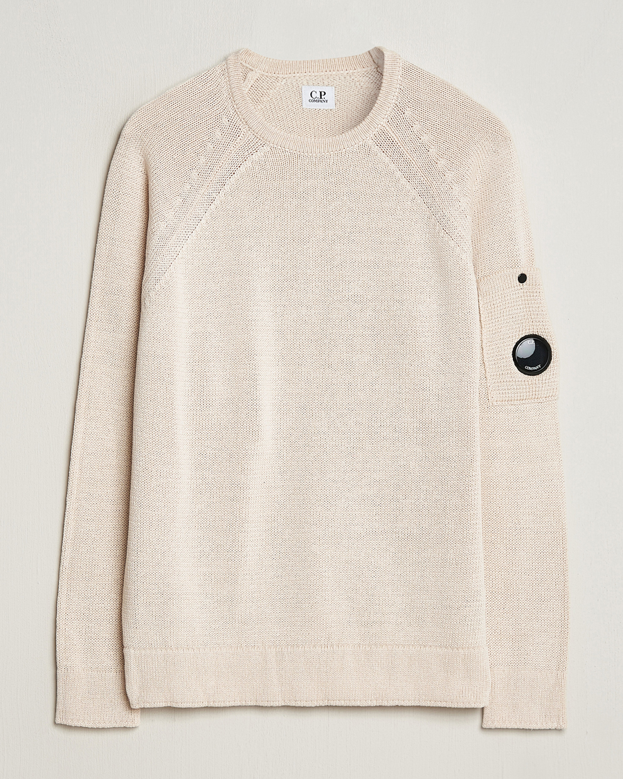 Hombres | Jerséis y prendas de punto | C.P. Company | Compact Cotton Lens Crewneck Ecru