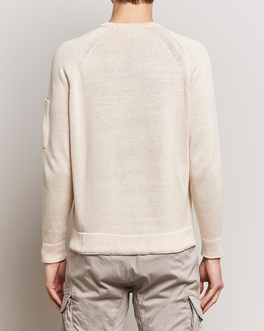 Hombres | Jerséis y prendas de punto | C.P. Company | Compact Cotton Lens Crewneck Ecru