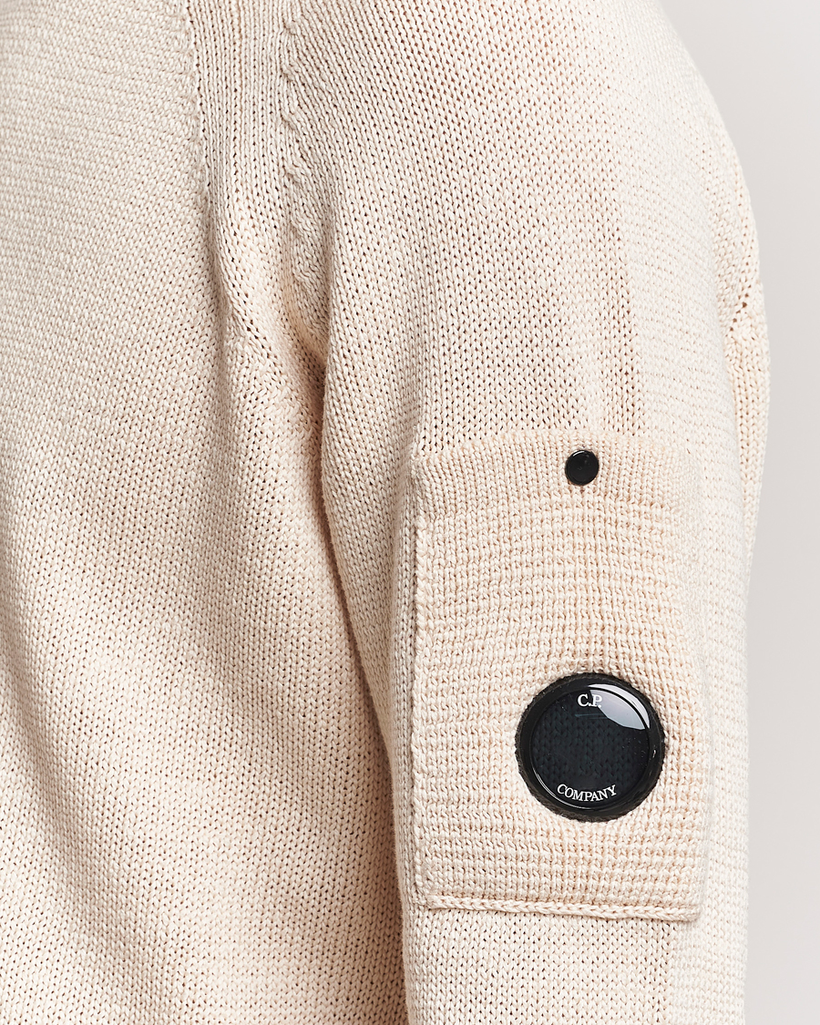 Hombres | Jerséis y prendas de punto | C.P. Company | Compact Cotton Lens Crewneck Ecru