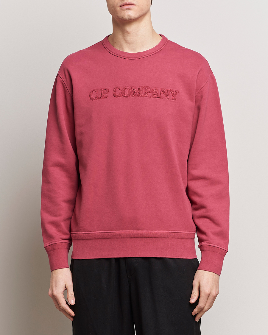 Hombres | Jerséis y prendas de punto | C.P. Company | Resist Dyed Cotton Logo Sweatshirt Wine