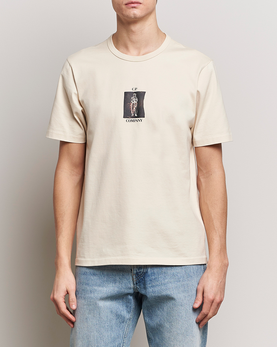 Hombres | Ropa | C.P. Company | Mercerized Heavy Cotton Back Logo T-Shirt Ecru