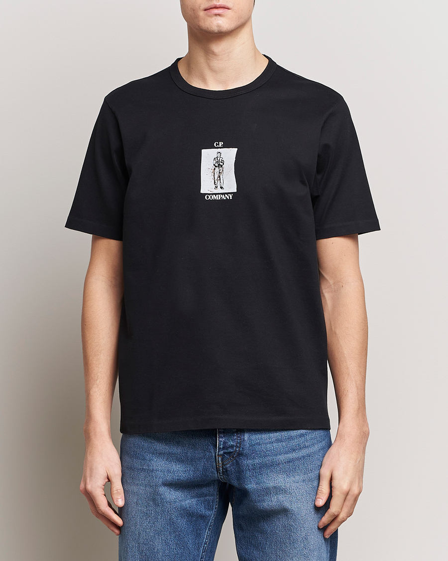 Hombres | Camisetas de manga corta | C.P. Company | Mercerized Heavy Cotton Back Logo T-Shirt Black