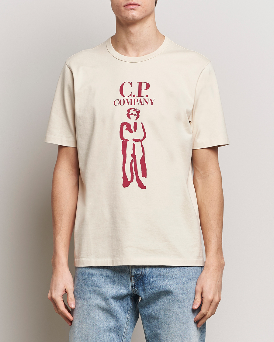 Hombres | Departamentos | C.P. Company | Mercerized Heavy Cotton Logo T-Shirt Ecru