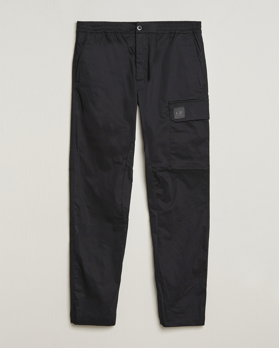 Hombres | Pantalones | C.P. Company | Metropolis Gabardine Stretch Satin Cargo Trousers Black