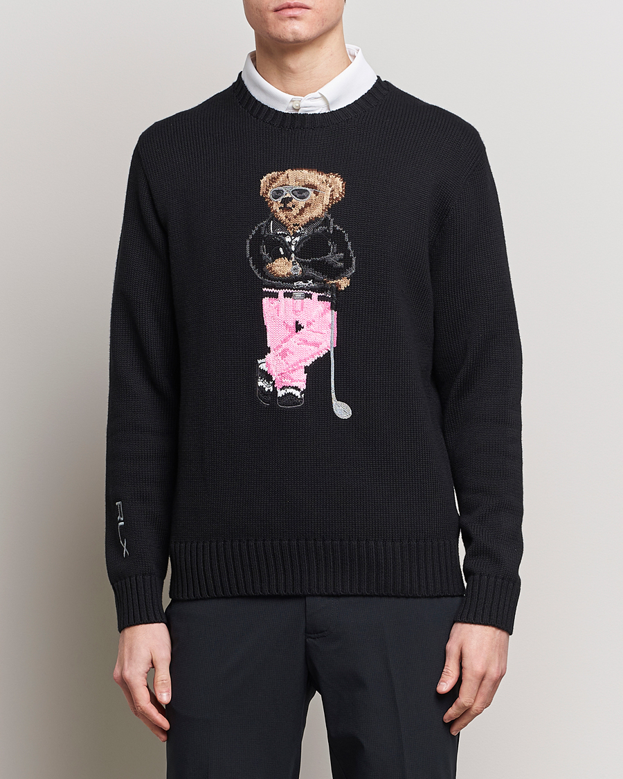 Hombres | Jerséis y prendas de punto | RLX Ralph Lauren | Bear Golfer Knitted Sweater Polo Black