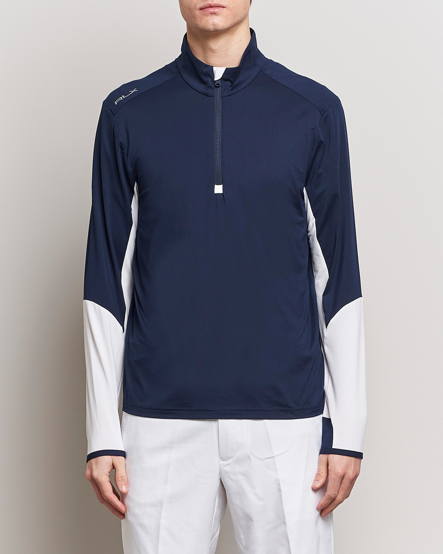 Hombres | Jerséis y prendas de punto | RLX Ralph Lauren | Long Sleeve Airflow Half Zip Navy/White