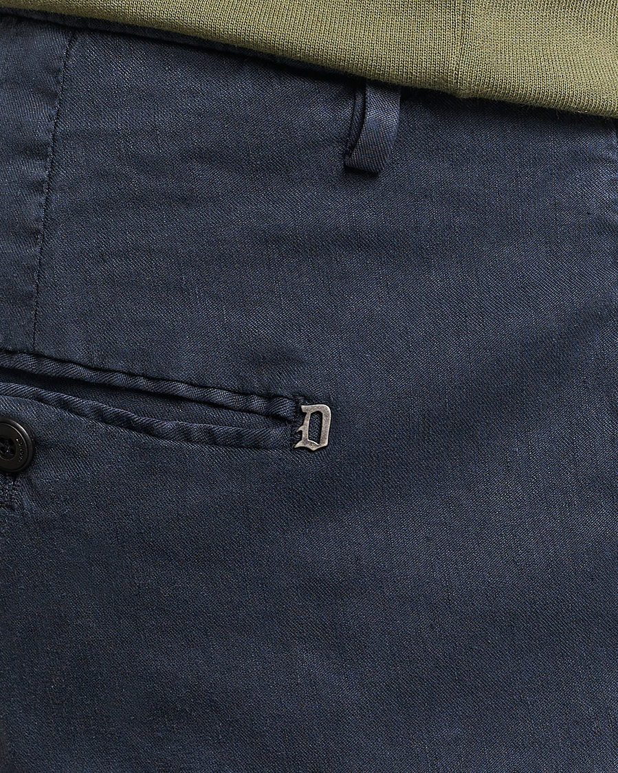 Hombres | Pantalones | Dondup | Gaubert Linen Stretch Chinos Navy