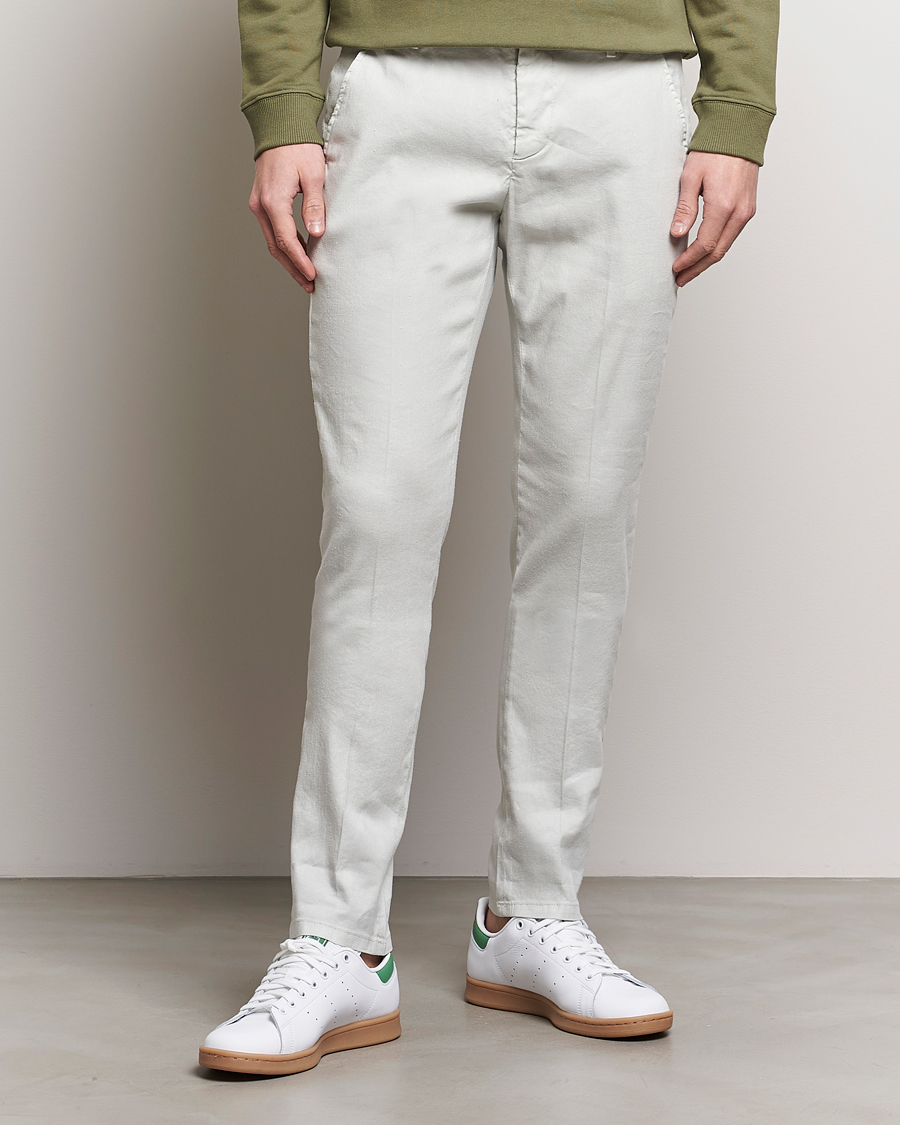 Hombres | Pantalones de lino | Dondup | Gaubert Linen Stretch Chinos Light Grey