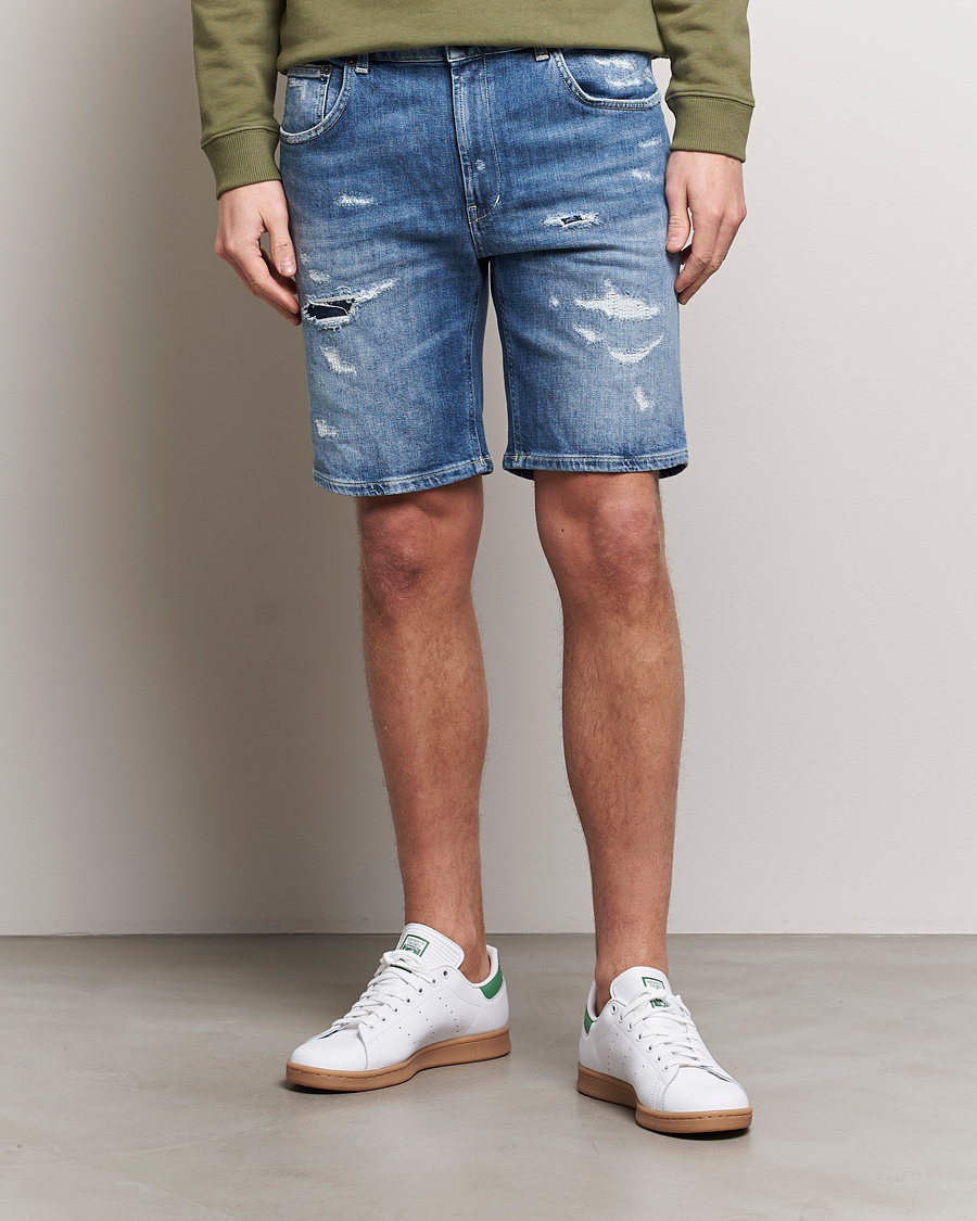 Hombres | Pantalones cortos | Dondup | Derek Destroyed Denim Shorts Medium Blue