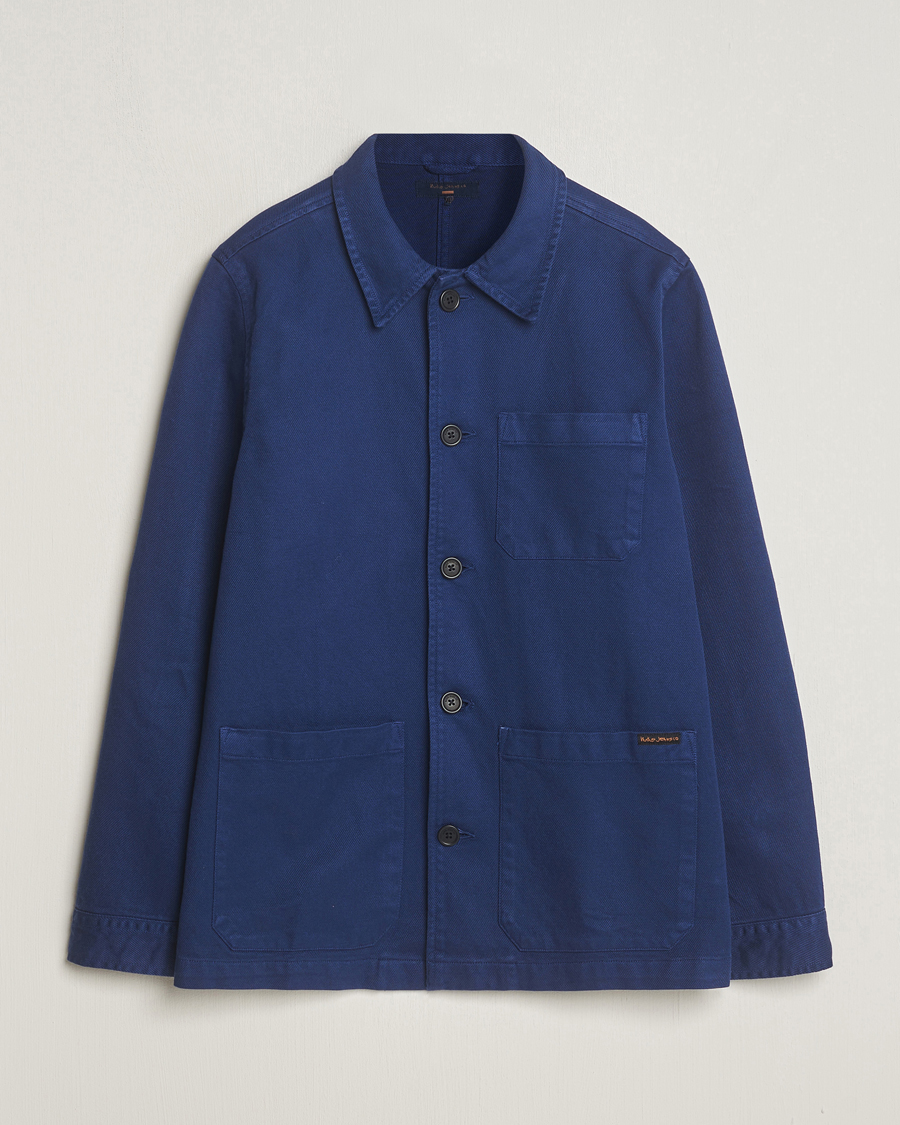 Hombres | Camisas | Nudie Jeans | Barney Worker Overshirt Mid Blue