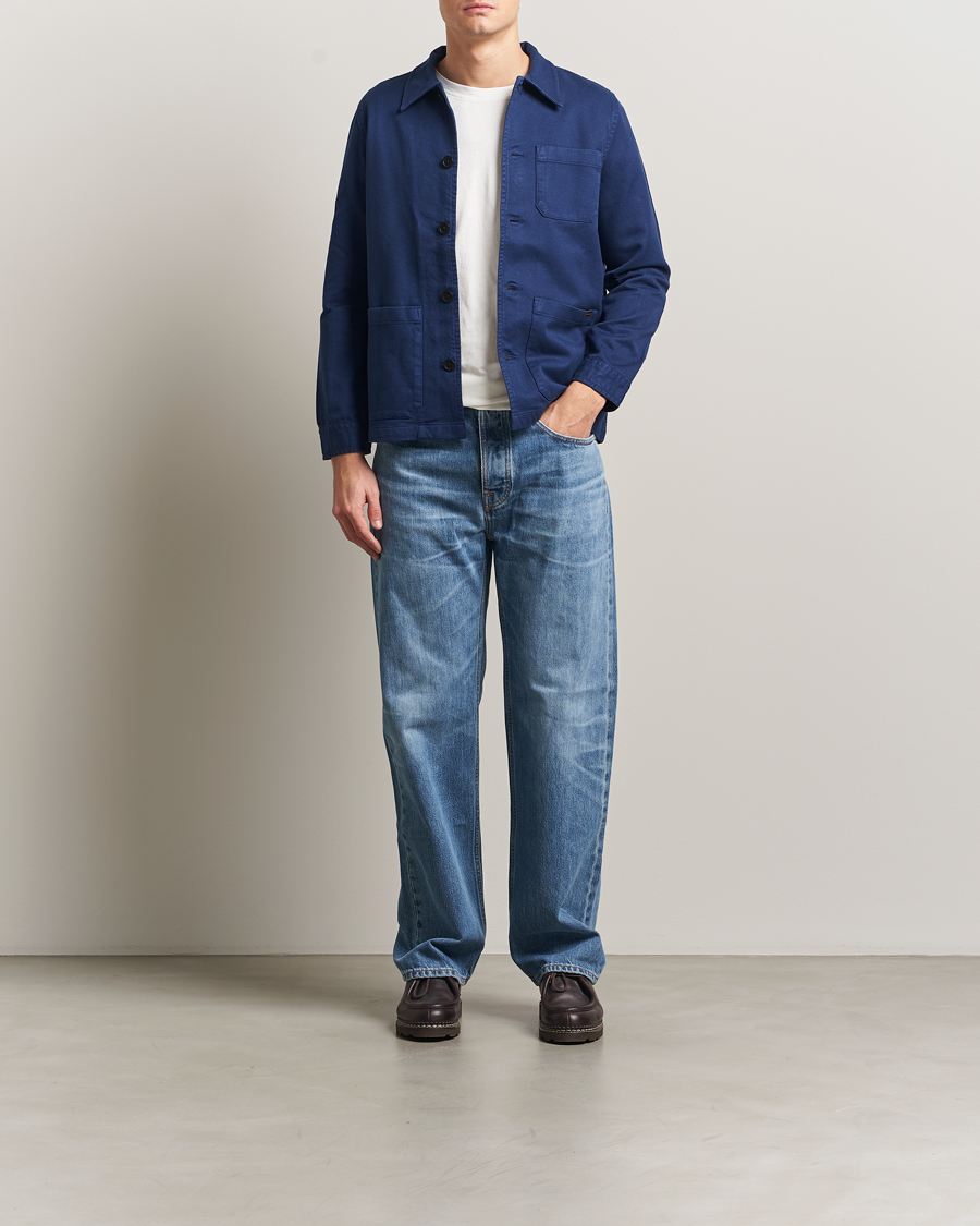 Hombres | Camisas | Nudie Jeans | Barney Worker Overshirt Mid Blue