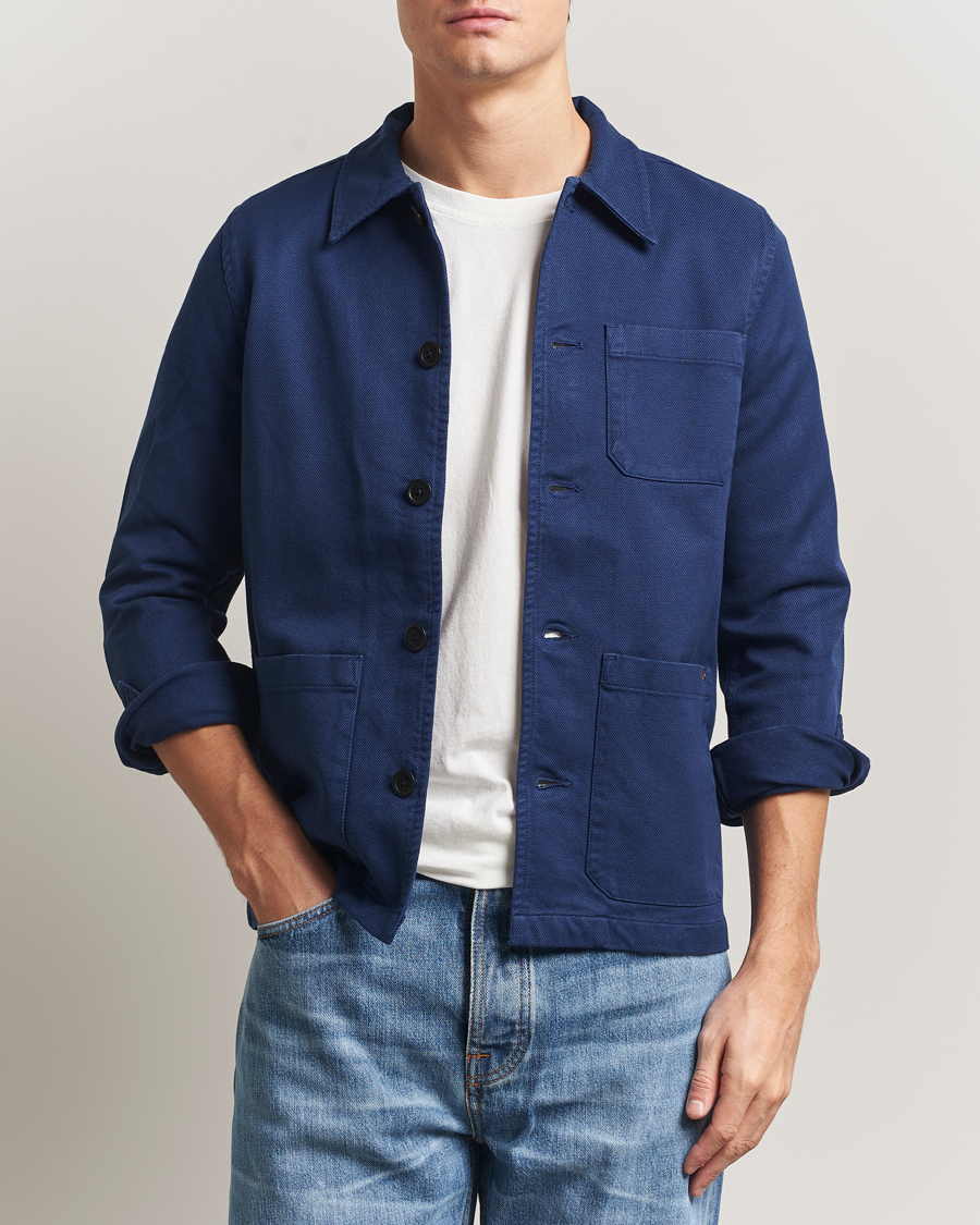 Hombres | Camisas | Nudie Jeans | Barney Worker Overshirt Mid Blue