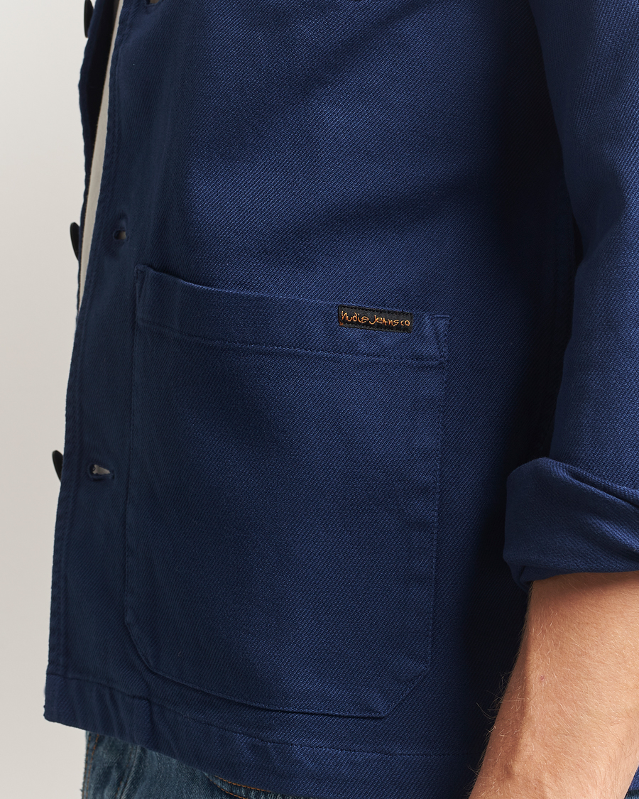 Hombres | Camisas | Nudie Jeans | Barney Worker Overshirt Mid Blue