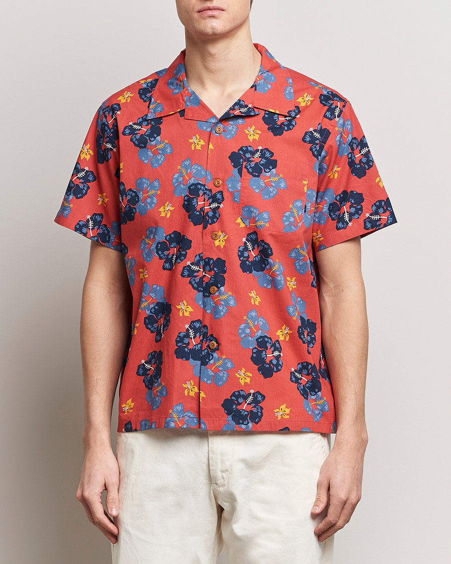 Hombres | Ropa | Nudie Jeans | Arthur Printed Flower Short Sleeve Shirt Red