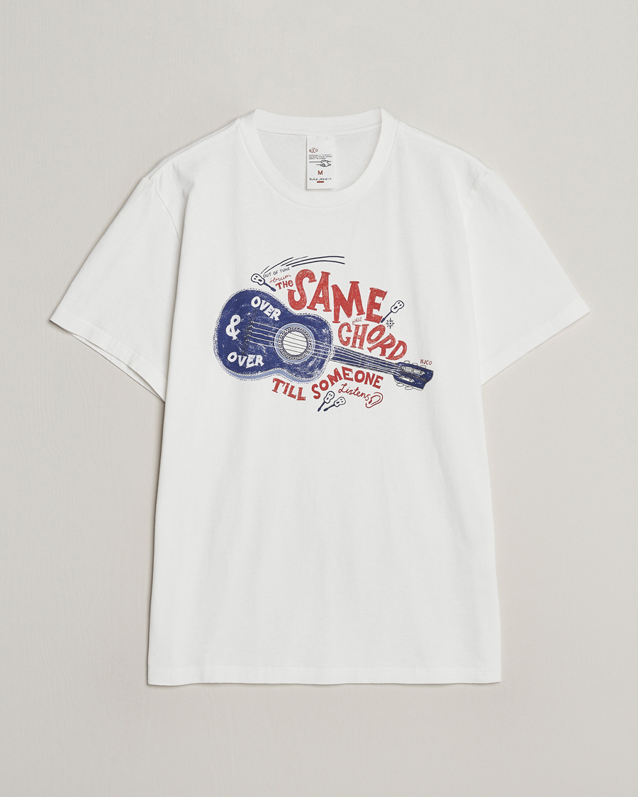 Hombres | Camisetas | Nudie Jeans | Roy Printed Crew Neck T-Shirt Off White