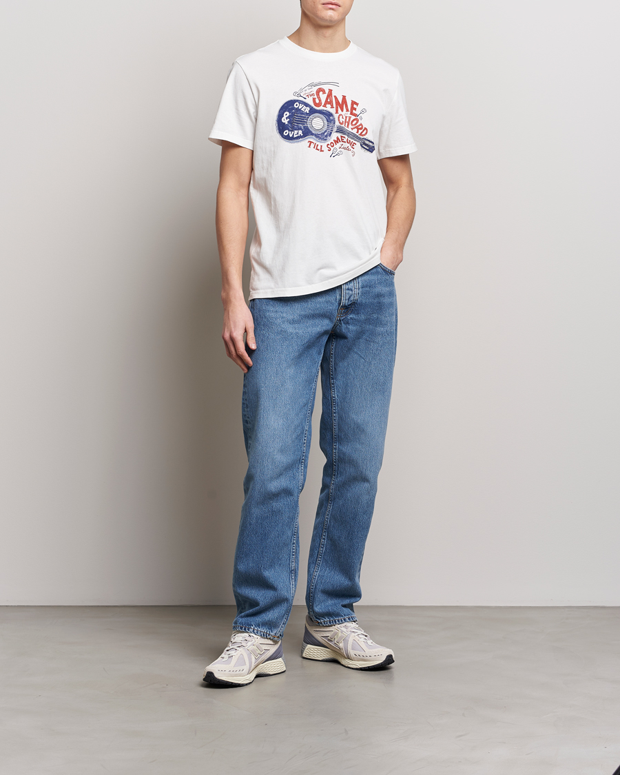 Hombres | Camisetas | Nudie Jeans | Roy Printed Crew Neck T-Shirt Off White