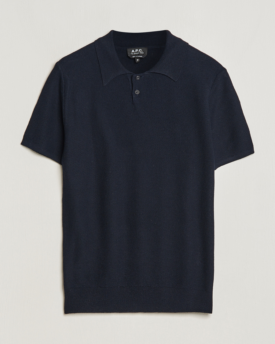 Hombres | Polos | A.P.C. | Jay Viscose/Linen Polo Dark Navy