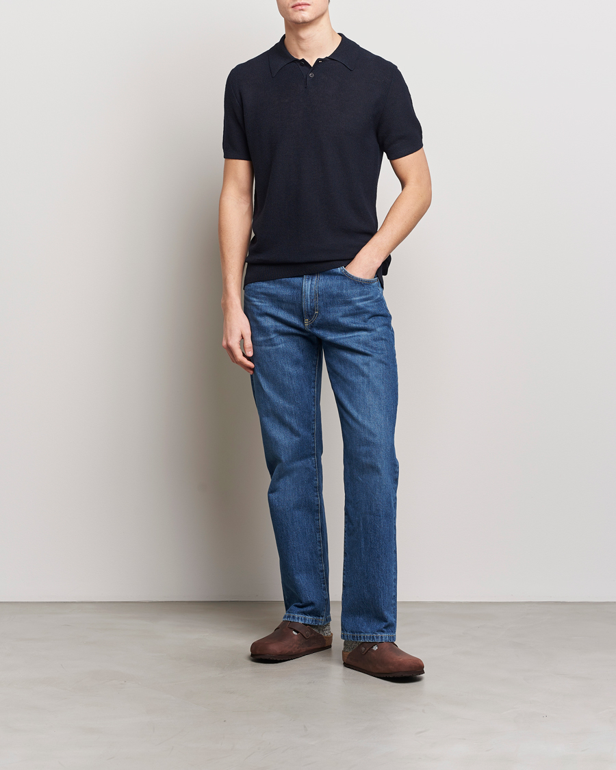 Hombres | Polos | A.P.C. | Jay Viscose/Linen Polo Dark Navy