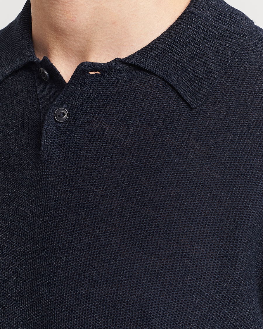 Hombres | Polos | A.P.C. | Jay Viscose/Linen Polo Dark Navy