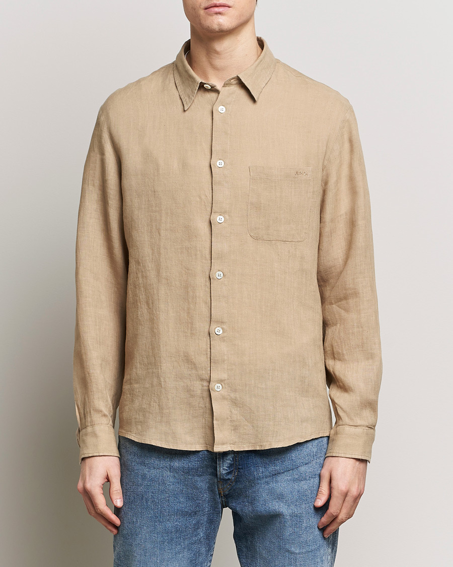 Hombres | Camisas de lino | A.P.C. | Cassel Linen Shirt Beige