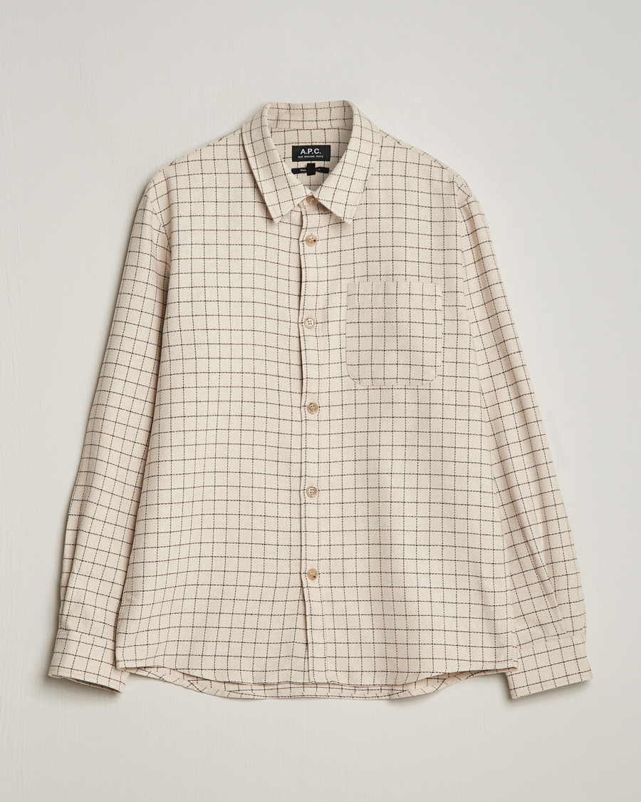 Hombres | Camisas | A.P.C. | Trek Checked Overshirt Ecru