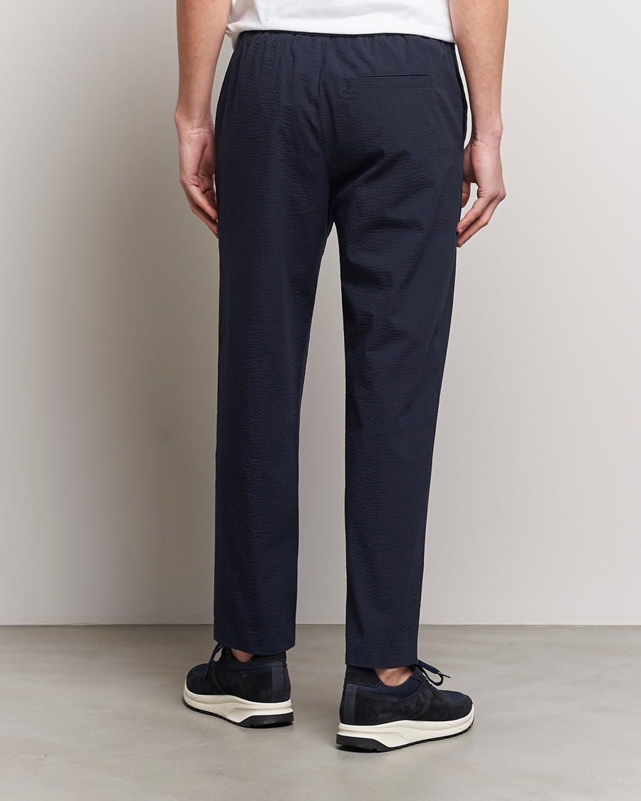Hombres | Pantalones | A.P.C. | Joaquin Seersucker Drawstring Trousers Dark Navy