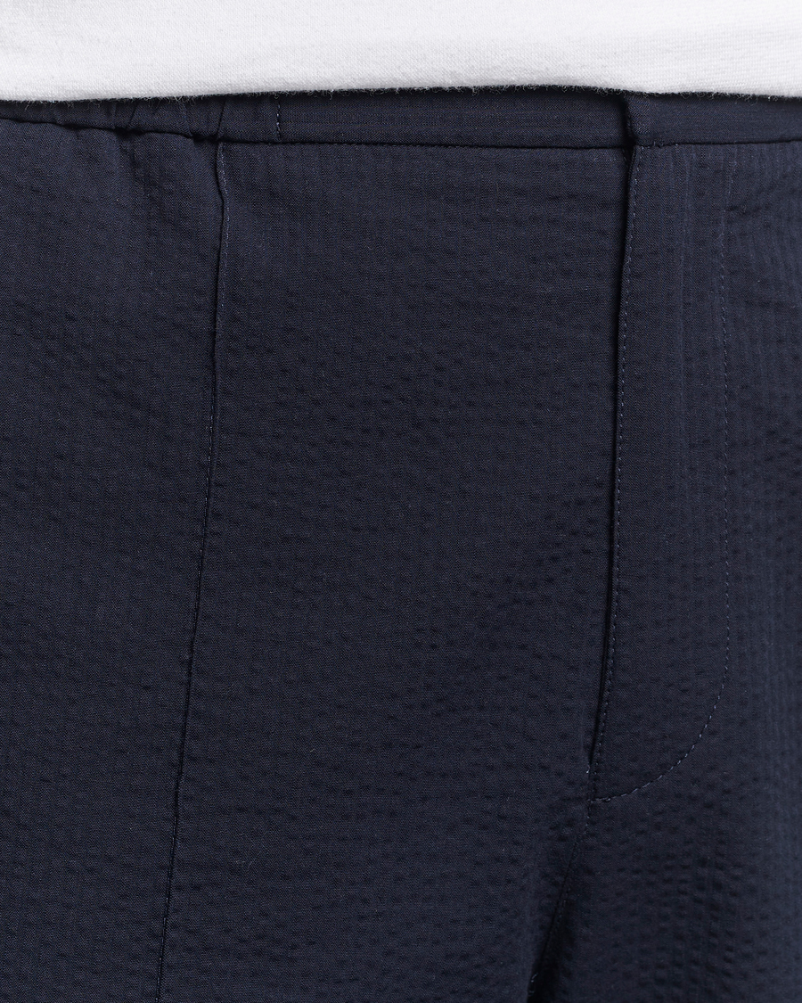 Hombres | Pantalones | A.P.C. | Joaquin Seersucker Drawstring Trousers Dark Navy
