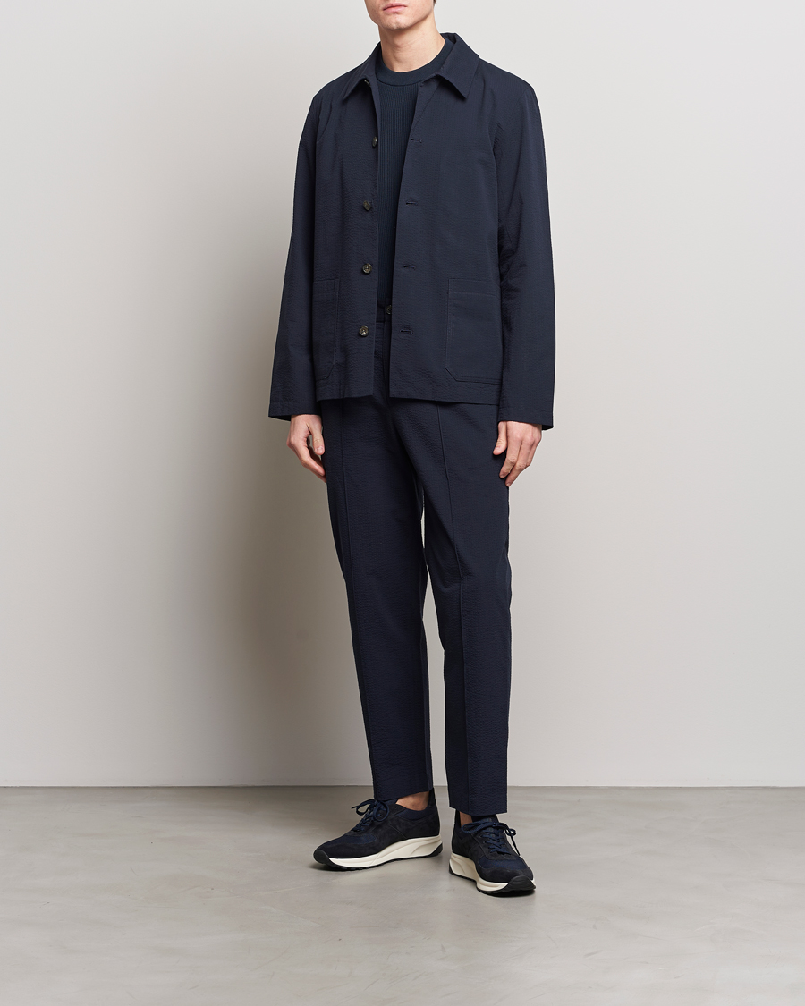 Hombres | Camisas | A.P.C. | Brest Seersucker Overshirt Dark Navy