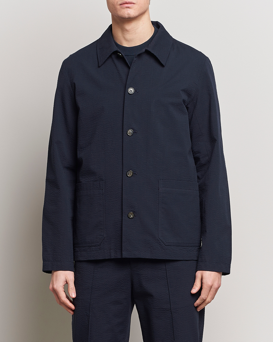 Hombres | Camisas | A.P.C. | Brest Seersucker Overshirt Dark Navy