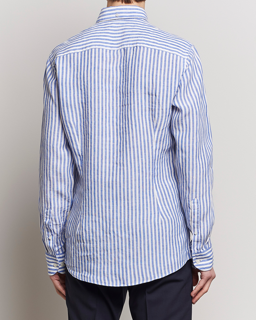Hombres | Camisas | Eton | Slim Fit Striped Linen Shirt Blue/White