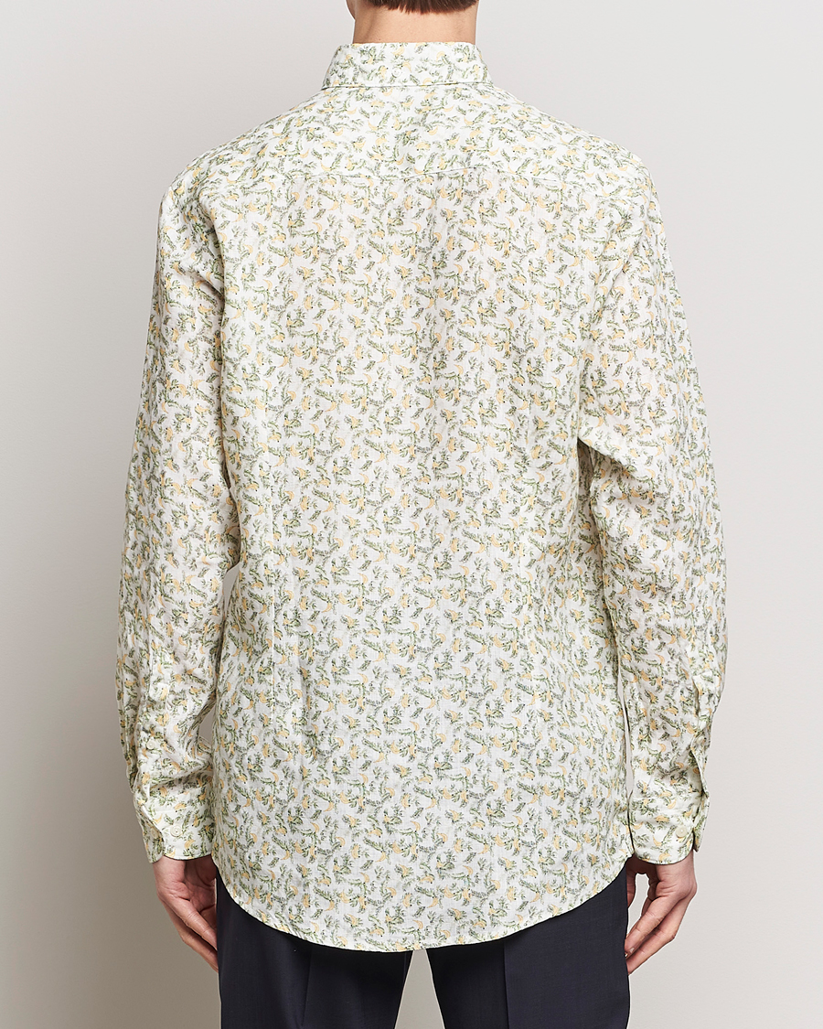 Hombres | Camisas | Eton | Contemporary Fit Printed Linen Shirt Green Banana