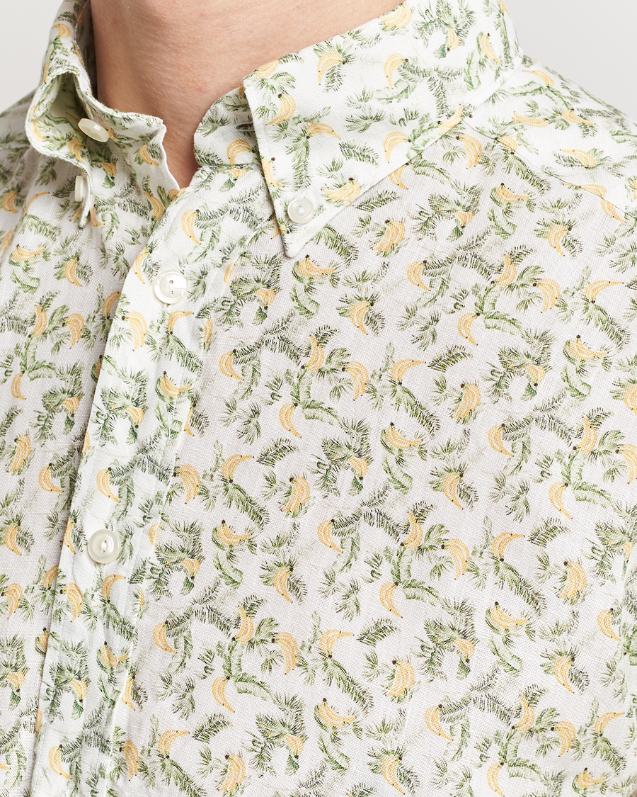Hombres | Camisas | Eton | Contemporary Fit Printed Linen Shirt Green Banana