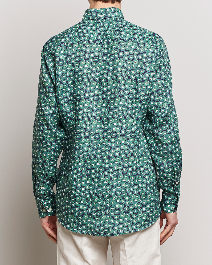 Hombres | Camisas | Eton | Contemporary Fit Printed Linen Shirt Green Kiwi