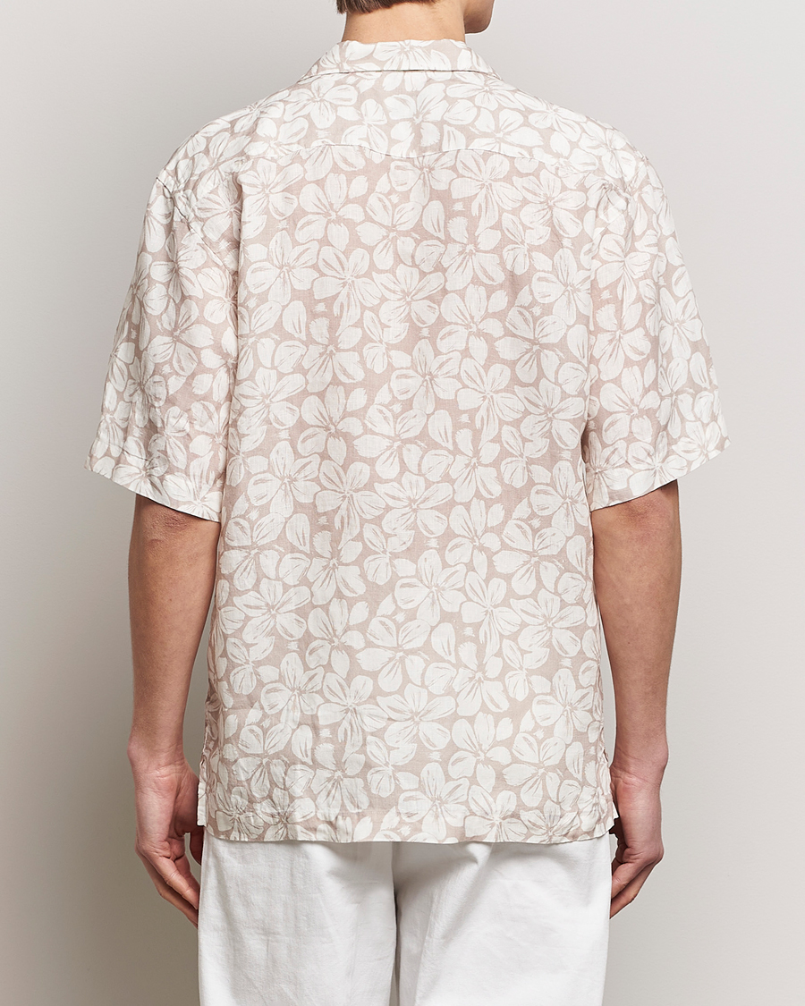 Hombres | Camisas | Eton | Printed Floral Linen Resort Shirt Beige